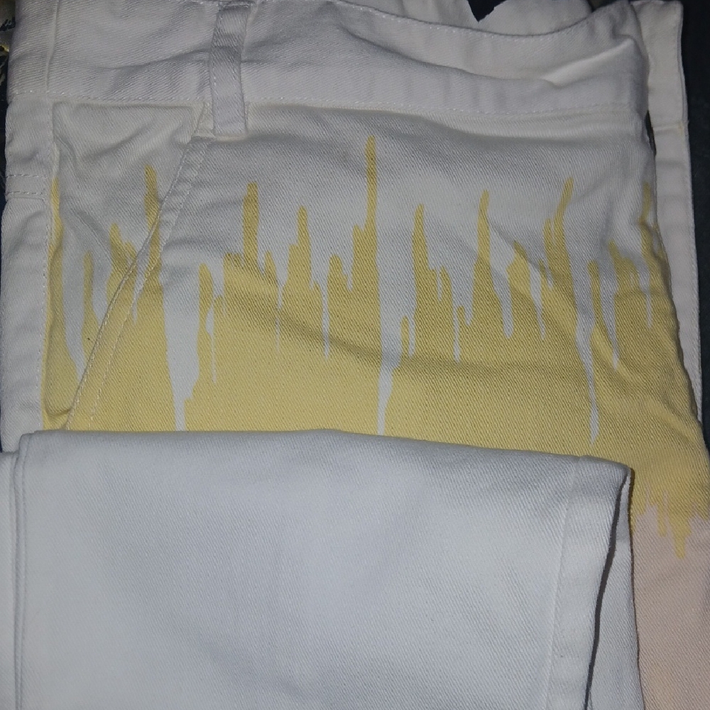 Tibi White Jeans with Yellow Accents